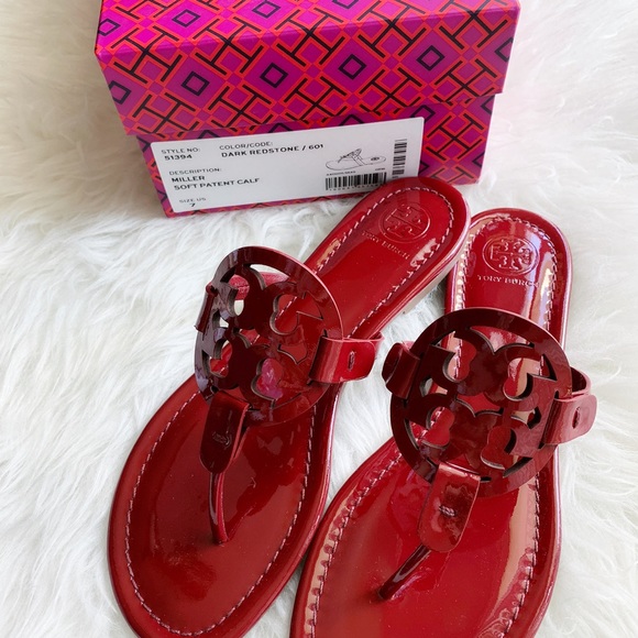 Tory Burch Miller sandals patent dark redstone - Picture 2 of 8